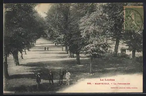 AK Marvejols, La Promenade sous les arbres majestueux