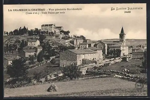 AK La Chambon-le-Château, Vue générale occidentale et église du village