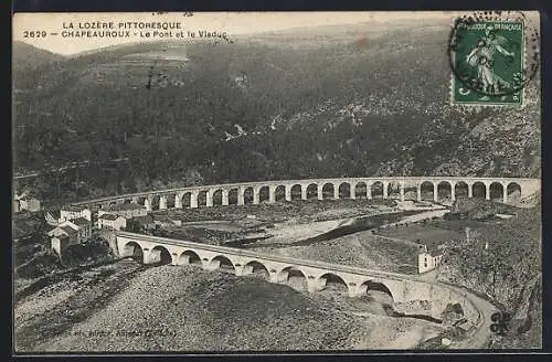 AK Chapeauroux, Le Pont et le Viaduc dans un paysage pittoresque