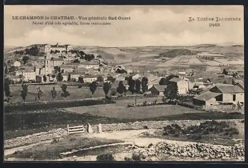 AK Le Chambon-le-Château, Vue générale Sud-Ouest, séjour d`été très agréable, foires renommées