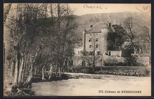 AK Chanac, Château de Ressouches et rivière entourée d`arbres