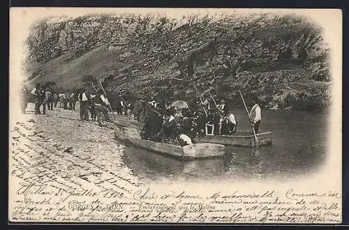 AK Gorges du Tarn, Embarquement sous la Malène avec pêcheurs et passagers sur barques