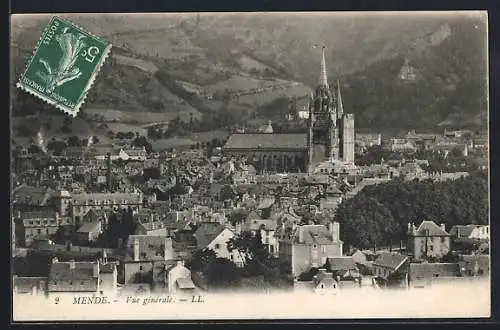 AK Mende, Vue générale sur la ville et la cathédrale