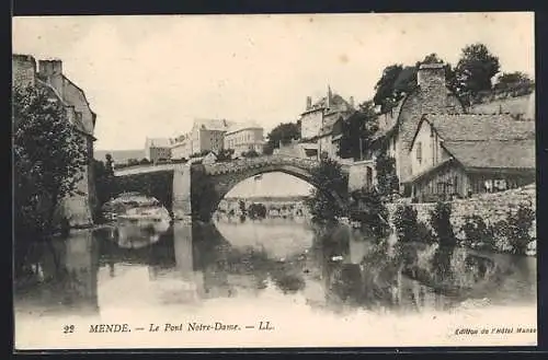 AK Mende, Le Pont Notre-Dame sur la rivière