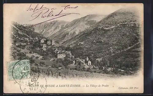 AK Prades, Le village de Prades sur la route de Mende à Sainte-Énimie