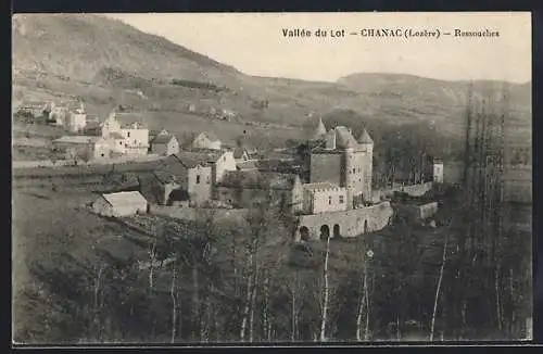 AK Chanac, Vue sur la vallée du Lot et le château de Ressouches