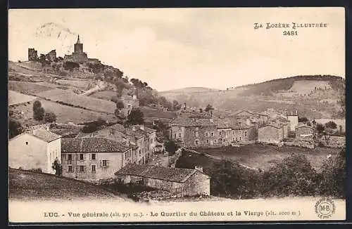 AK Luc, Vue générale du Quartier du Château et la Vierge (alt. 971 m)