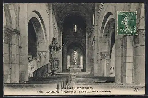 AK Langogne, Intérieur de l`Église (curieux chapiteaux)