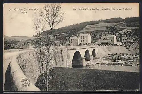 AK Langogne, Le Pont d`Allier sur la route de Pradelles