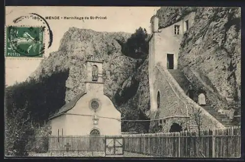 AK Mende, Hermitage de St-Privat et escalier taillé dans la roche