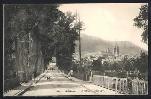 AK Mende, Avenue Piencourt avec vue sur la ville et la campagne environnante