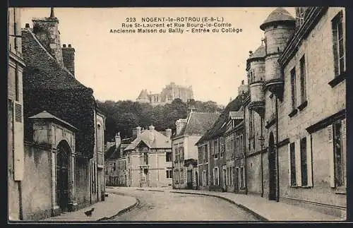 AK Nogent-le-Rotrou, Rue St-Laurent et Rue Bourg-le-Comte, Ancienne Maison du Bailly, Entrée du Collège