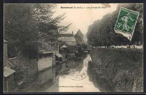 AK Bonneval, Les Fossés du Mail entourés d`arbres et bâtiments historiques