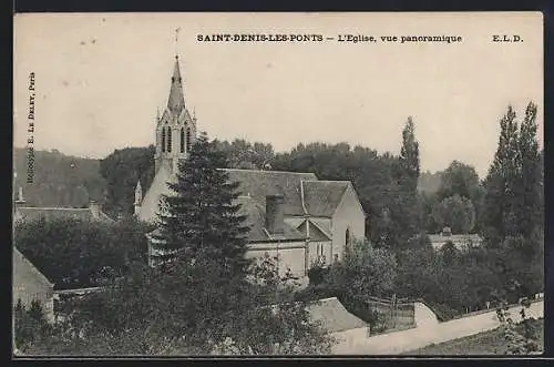 AK Saint-Denis-les-Ponts, L`Église, vue panoramique