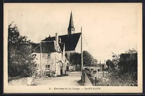 AK Saint-Eliph, Vue de l`église et des maisons du village