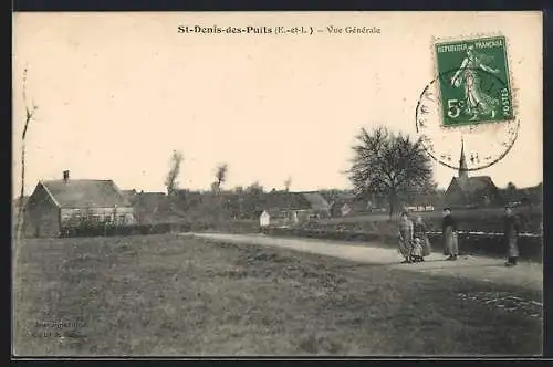 AK St-Denis-des-Puits, Vue générale du village avec habitants sur la route