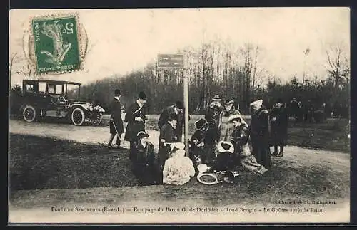 AK Senonches, Équipage du Baron G. de Dorlodot, Rond Bergon, Le Goûter après la Prise