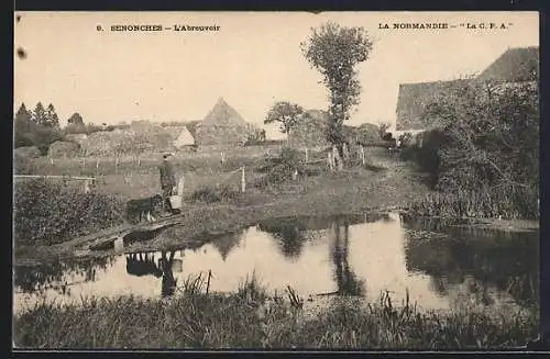 AK Senonches, L`abreuvoir et paysage rural en Normandie