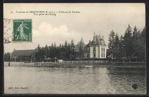 AK Senonches, Château de Tardais pris de l`étang