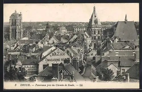 AK Dreux, Panorama pris du Chemin de Ronde