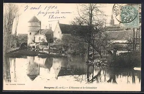 AK Dangeau, L`Ozanne et le Colombier reflektiert im Wasser