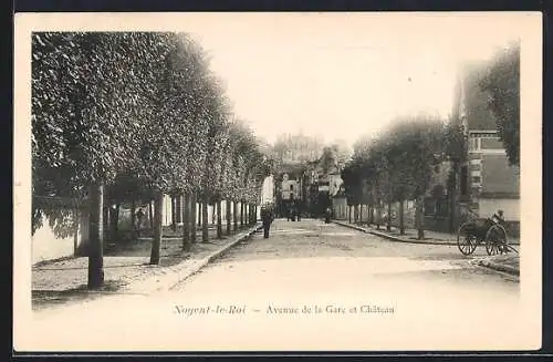 AK Nogent-le-Roi, Avenue de la Gare et Château