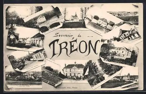 AK Tréon, Souvenir de Tréon avec vues diverses du village