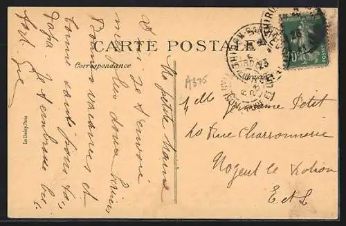 AK Thiron-Gardais, Vue panoramique prise du Clocher avec Scierie, Café de la Gare et Cours de la Thironne