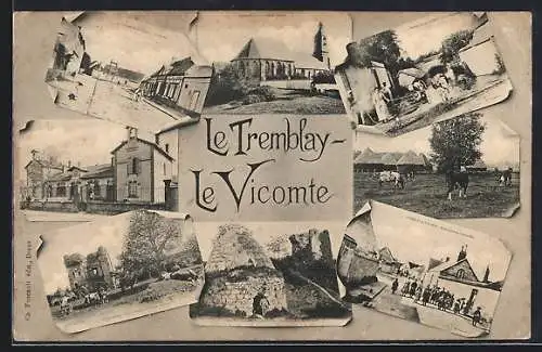 AK Le Tremblay-Le Vicomte, Montage de vues pittoresques du village et paysages environnants