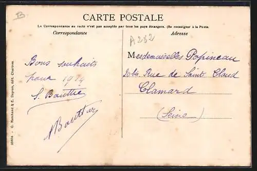 AK Chartres, Bonne Année avec vues de la Cathédrale, Rue Jean de Beauce, et Place des Épars