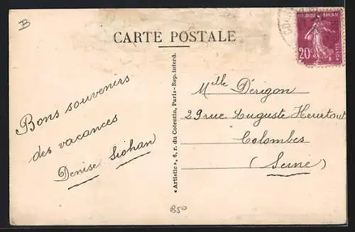 AK Chuisnes, Pont sur l`Eure avec cavaliers traversant le pont