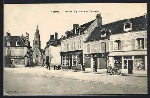 AK Cloyes, Rue de l`Église et Rue Nationale