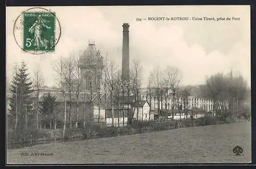 AK Nogent-le-Rotrou, Usine Tirard vue du pont