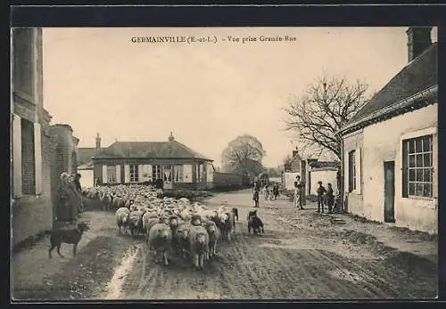 AK Germainville, Vue prise Grande-Rue