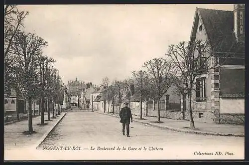 AK Nogent-le-Roi, Le Boulevard de la Gare et le Château