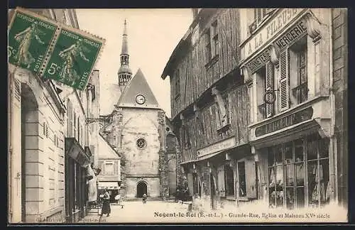 AK Nogent-le-Roi, Grande-Rue, Église et Maisons XVe siècle