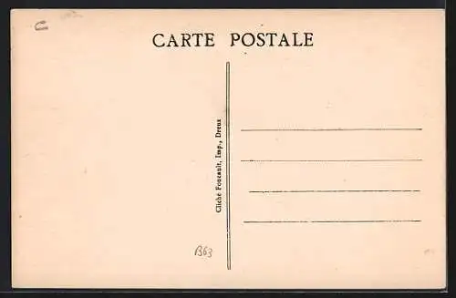 AK Villiers-le-Morhier, Bureau de Poste et rue bordée d`arbres