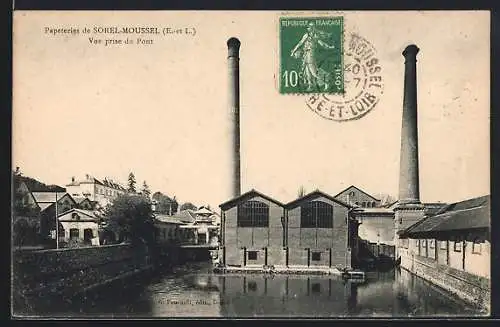 AK Sorel-Moussel, Vue de la papeterie depuis le pont