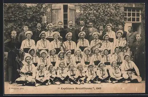 AK Brezolles, Groupe musical Espérance Brezolienne en 1908