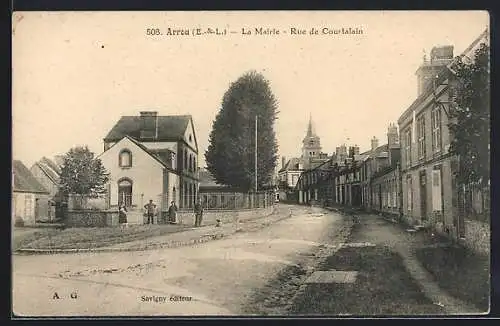 AK Arrou, La Mairie, Rue de Courtalain