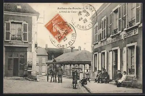 AK Authon-du-Perche, L`Hôtel du Cygne et scène de rue animée