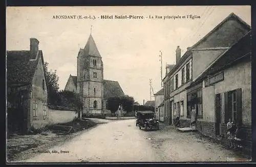 AK Abondant, Hôtel Saint-Pierre, La Rue principale et l`Église