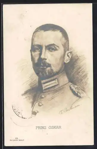 AK Portrait Prinz Oskar von Preussen in Uniform