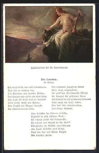 AK Loreleyfelsen, Lied Die Loreley von H. Heine