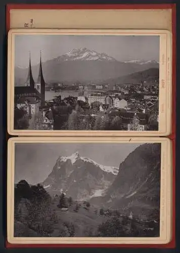 20 Fotografien Römmler & Jonas, Dresden, Ansicht Luzern, Souvenir de la Suisse, Zürich, Basel, St. Moritz, Via Mala