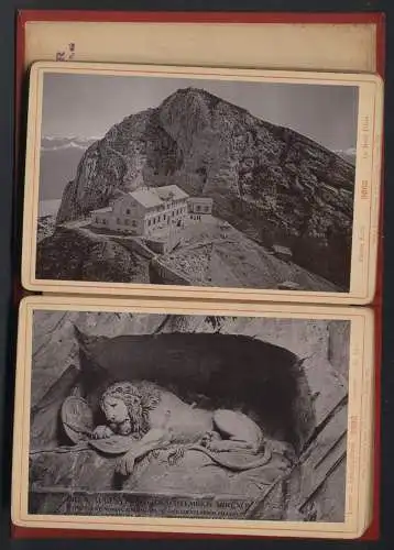 20 Fotografien Römmler & Jonas, Dresden, Ansicht Luzern, Souvenir de la Suisse, Zürich, Basel, St. Moritz, Via Mala
