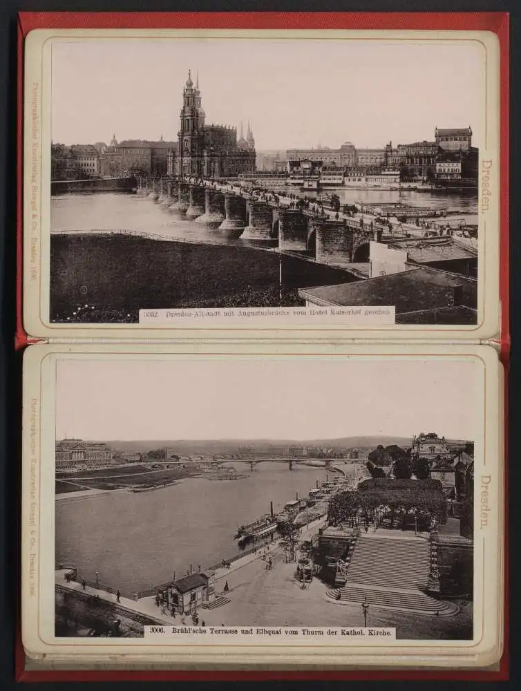 20 Fotografien Stengel & Co., Dresden, Ansicht Dresden, Leporello mit kgl. Belvedere, Kunst-Akademie, Helbigs Etabl. 0