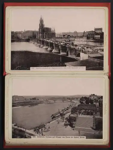 20 Fotografien Stengel & Co., Dresden, Ansicht Dresden, Leporello mit kgl. Belvedere, Kunst-Akademie, Helbigs Etabl.