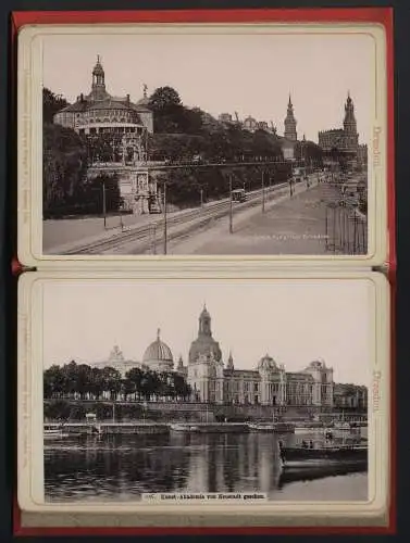 20 Fotografien Stengel & Co., Dresden, Ansicht Dresden, Leporello mit kgl. Belvedere, Kunst-Akademie, Helbigs Etabl.