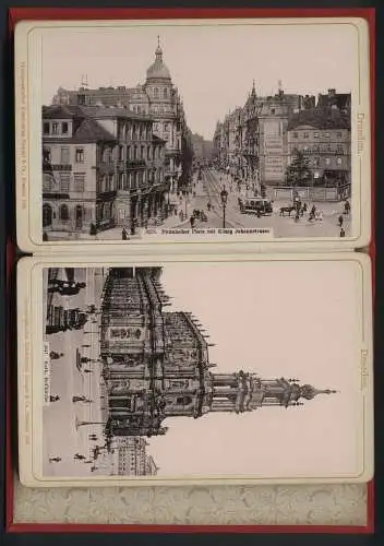 20 Fotografien Stengel & Co., Dresden, Ansicht Dresden, Leporello mit kgl. Belvedere, Kunst-Akademie, Helbigs Etabl.